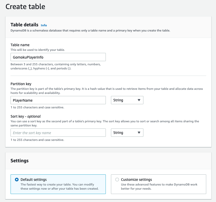Creating DynamoDB :: Start Full Stack Game with GameLift